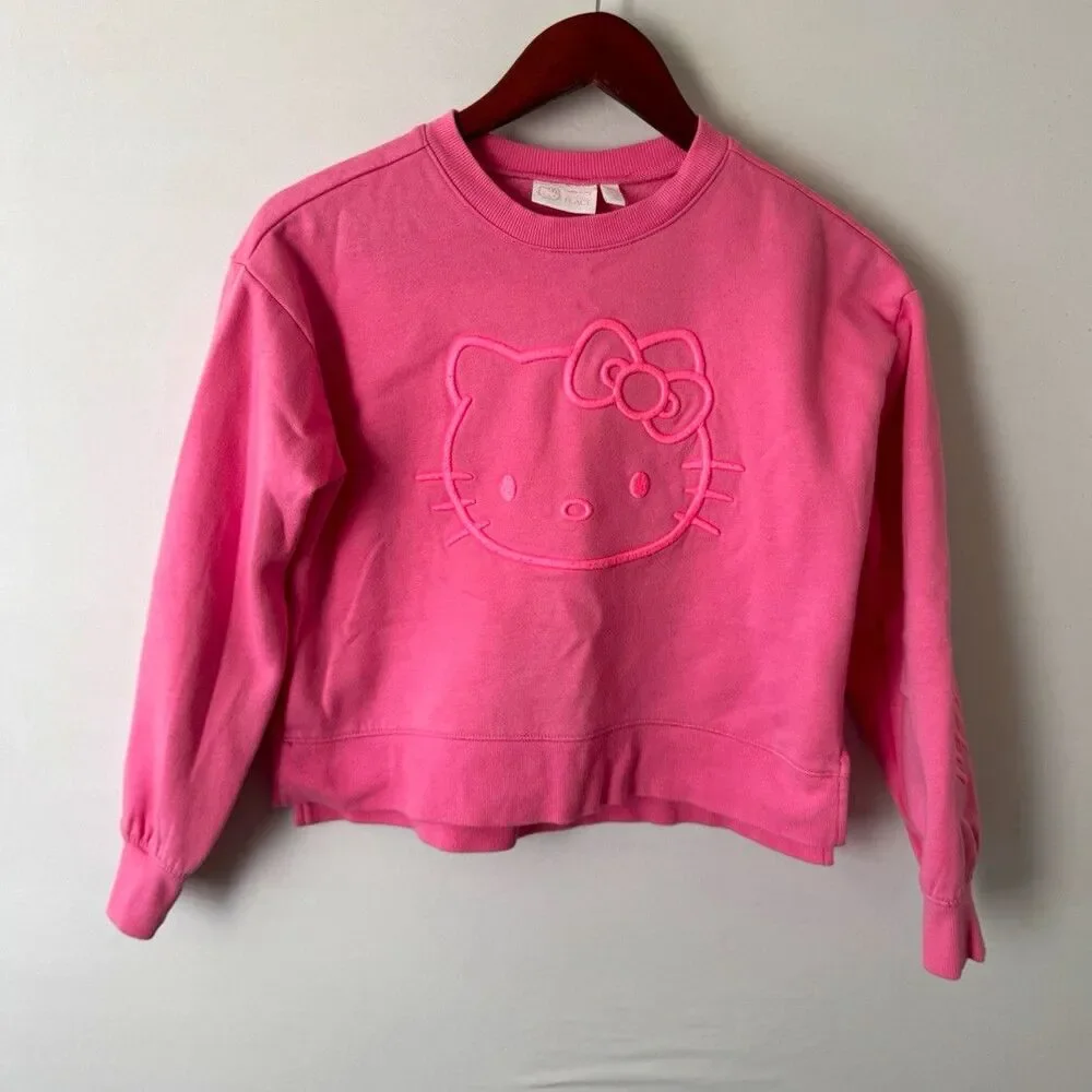 The Children's Place Girls Hello Kitty Pink Fleece Crewneck Sweatshirt L 10-12